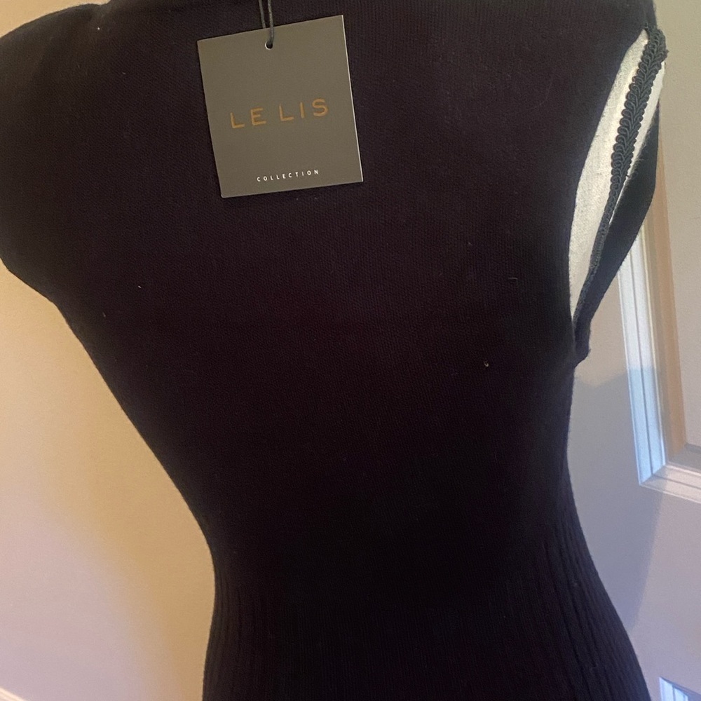 Women’s Sleeveless Turtleneck Maxi Black Sweater Dress Bodycon Texture New S/M - Picture 14 of 15